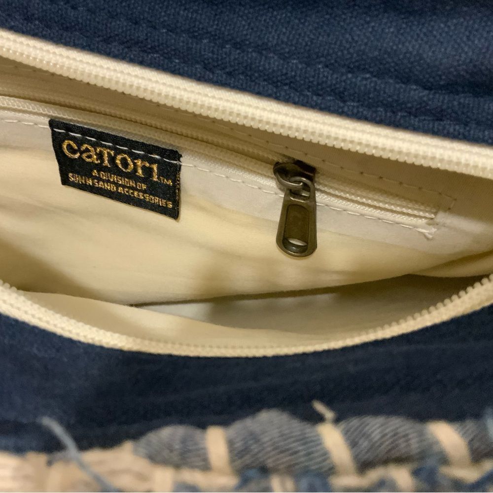 Catori "Boho" 100% Cotton Blue Denim/Beige Woven Rag Rug Crossbody/Shoulder Bag - Picture 5 of 11